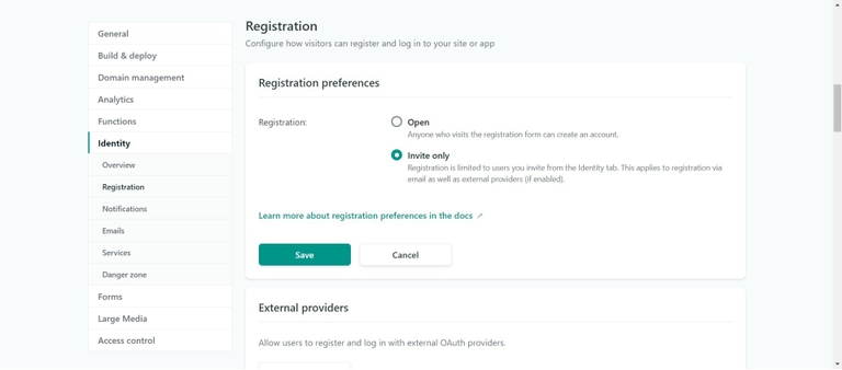 setting registration options